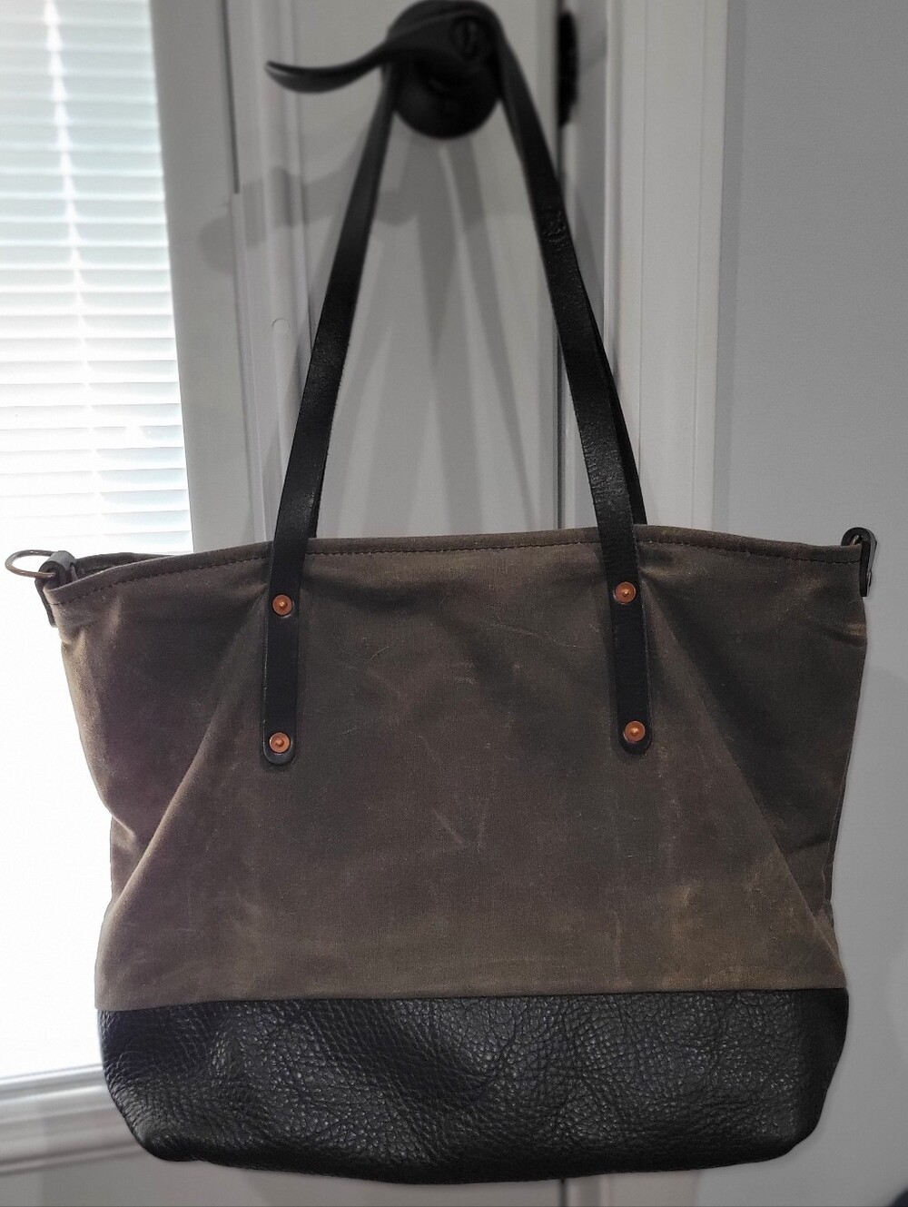 GFG Go Forth Goods Large Canvas and Leather Tote Bag in Mod and Black Cow.